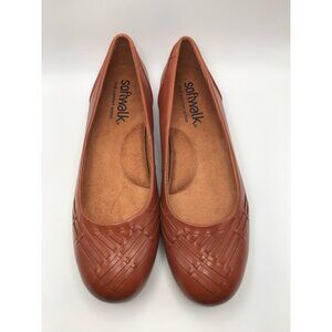SoftWalk Sonoma Weave Comfort Flat Leather Shoe Luggage Brown 8 M NEW